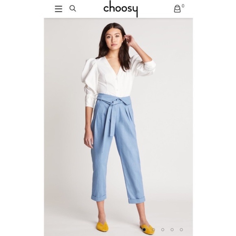 Choosy brand Ludlow Pants: Highwaist Paperbag Denim Cropped Jeans